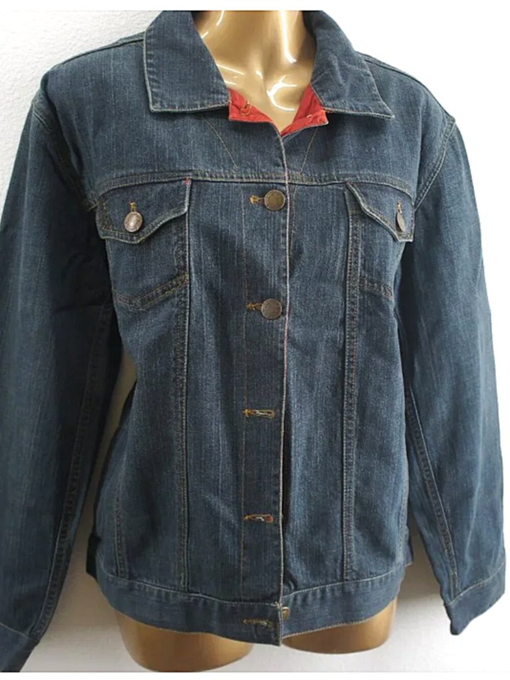 Chico's Denim Sequin Embroidered Back Jean Jacket size 1